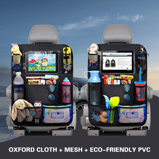 WeddLe Car Backseat Organizer,Kick Mats Back Seat Protector with Touch Screen Tablet Holder, Car Back Seat Organizer for Kids, Kick Mat with 9 Storage Pockets, Car Travel Accessories, 2 Pack