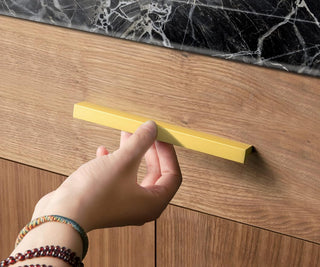 Goo-Ki Cabinet Handles 12 PCS - Black Drawer Pulls 5 in (128mm) Hole Centers - Tilted Solid Drawer Handles for Kitchen Cabinet Pulls - Finger Pull
