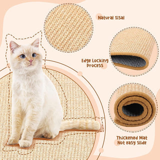 Cat Scratcher Mat, 23.6 X 15.7 Inch Natural Sisal Cat Scratch Mats, Horizontal Cat Floor Scratching Pad Rug, Protect Carpets and Sofas