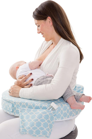 My Brest Friend Deluxe Nursing Pillow for Breastfeeding & Bottle Feeding, Enhanced Posture Support Feeding Pillow, Double Straps & Removable Extra Soft Slipcover, Evening Grey