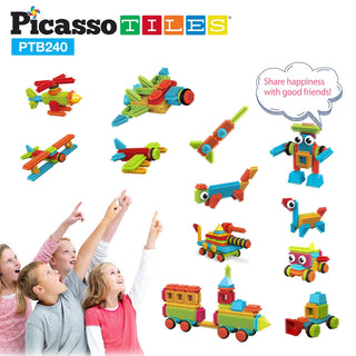 PicassoTiles 120pcs HedgehogTiles Building Block, Stacking Interlock Teeth Construction Sensory Gift STEM Toy for Kids Toddlers Age 3 + PTB120
