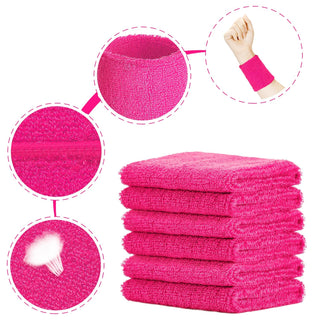 6 Pack Wrist Sweatbands Tennis Wrist Bands Absorbent Sweatbands for Football Basketball Running Athletic Sports and Working Out