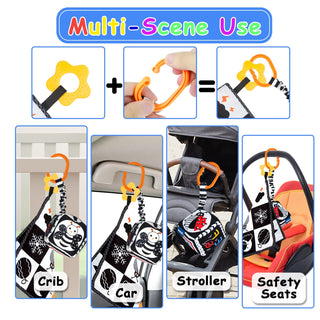 KUANGO 3 Pcs Black and White High Contrast Baby Toys 0-3 Months for Newborn, Montessori Toys for Babies Sensory Soft Book for Early Education, Infant Tummy Time Toys 0 6 9 Months Baby Gifts
