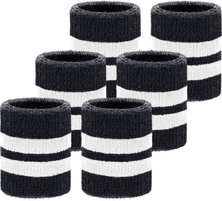 6 Pack Wrist Sweatbands Tennis Wrist Bands Absorbent Sweatbands for Football Basketball Running Athletic Sports and Working Out