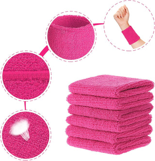6 Pack Wrist Sweatbands Tennis Wrist Bands Absorbent Sweatbands for Football Basketball Running Athletic Sports and Working Out