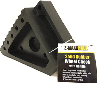 Maxxhaul 70472 Solid Rubber Heavy Duty Black Wheel Chock 2-Pack, 8" X 4" X 6"