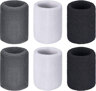 6 Pack Wrist Sweatbands Tennis Wrist Bands Absorbent Sweatbands for Football Basketball Running Athletic Sports and Working Out
