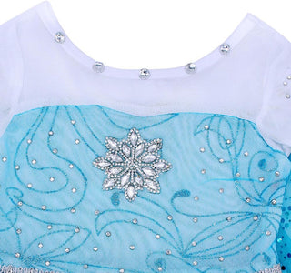WonderBabe Girls Snow Queen Costume Kids Princess Coronation Dress Up Halloween Birthday Party Cosplay Outfit with Accessory Set 1-12 Years