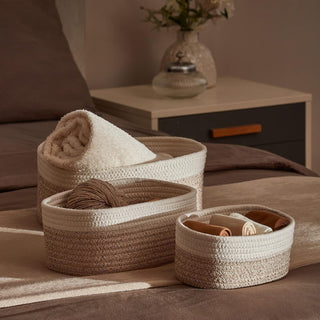 ORCHID M®3 Pack Cotton Rope Storage Baske ,Organizer Bins for forOrganizing Rope Storage Baske,for Classroom Kids Toy Bins, Closet, Baby Nursery Baskets.