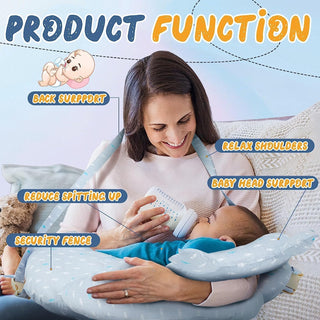 ANTOLE Multipurpose Nursing Pillow,Large Breastfeeding Pillow for More Support for Mom and Baby,Ergonomic Baby Feeding Pillow with Adjustable Waist Strap and Removable Cotton Cover (Grey)