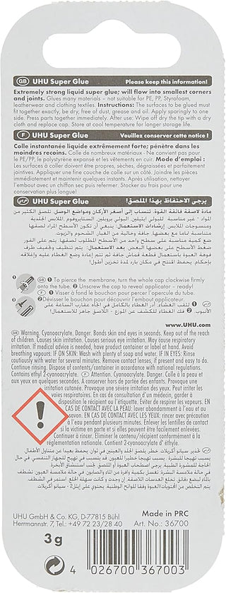 Uhu 25253,Super Glue Liquid 3 G Jumbo Card