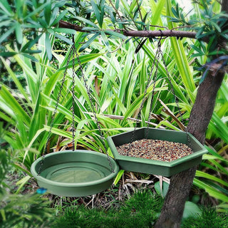 TOYBY Hanging Bird Bath Hanging Bird-Feederm, 2 in 1 Hanging Bird Feeder & Bird Bath for Outside,Bird Feeder Plate Hanging Tray Bird Bath Tray Hanging Bird Water or Bird Seed hanging bird baths