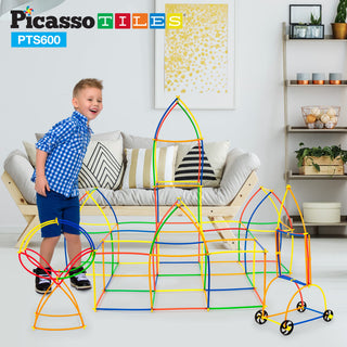 PicassoTiles 120pcs HedgehogTiles Building Block, Stacking Interlock Teeth Construction Sensory Gift STEM Toy for Kids Toddlers Age 3 + PTB120