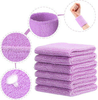 6 Pack Wrist Sweatbands Tennis Wrist Bands Absorbent Sweatbands for Football Basketball Running Athletic Sports and Working Out