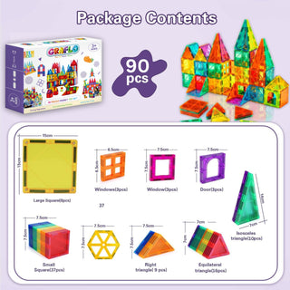 GRAFLO Magnetic Building Blocks & Construction Blocks Set for Kids - 68 Pcs Vibrant 3D Building Set as Education Toys - Magnetic Toys & Tiles for Kids - Magnetic Block for Kids - Toy for Kids 3+ Years
