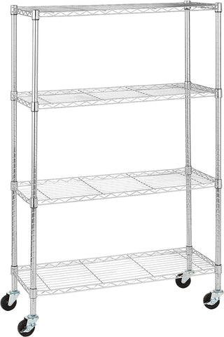 Amazon Basics 3-Shelf Adjustable, Heavy Duty Storage Shelving Unit (113.3 kilograms loading capacity per shelf), Steel Organizer Wire Rack, Black, 58.9 x 34 x 193.5 centimeters