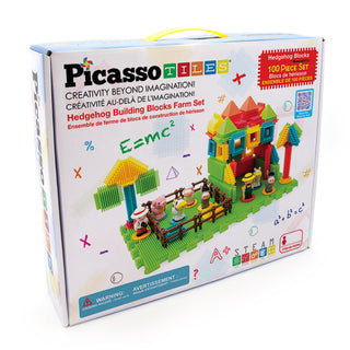 PicassoTiles 120pcs HedgehogTiles Building Block, Stacking Interlock Teeth Construction Sensory Gift STEM Toy for Kids Toddlers Age 3 + PTB120