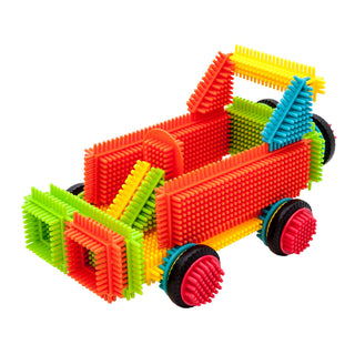 PicassoTiles 120pcs HedgehogTiles Building Block, Stacking Interlock Teeth Construction Sensory Gift STEM Toy for Kids Toddlers Age 3 + PTB120