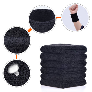 6 Pack Wrist Sweatbands Tennis Wrist Bands Absorbent Sweatbands for Football Basketball Running Athletic Sports and Working Out