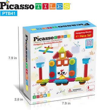 PicassoTiles 120pcs HedgehogTiles Building Block, Stacking Interlock Teeth Construction Sensory Gift STEM Toy for Kids Toddlers Age 3 + PTB120