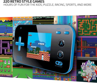 My Arcade Gamer V Portable - Handheld Gaming System - 220 Retro Style Games - Lightweight Compact Size - Battery Powered - Full Color Display - Volume Buttons - Blue