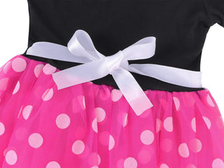 WonderBabe Girl Costume Polka Dots Tulle Tutu Dresses Princess Fancy Dress Up Halloween Birthday Party Dress with Ears Headband