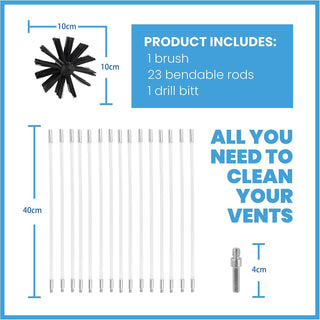 Excefore Dryer Vent Cleaner Kit -(30-Feet) Reusable Lint Remover Fireplace Chimney Brushes, Flexible Lint Brush with Drill Attachment for Faster Cleaning