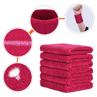 6 Pack Wrist Sweatbands Tennis Wrist Bands Absorbent Sweatbands for Football Basketball Running Athletic Sports and Working Out