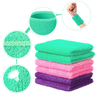 6 Pack Wrist Sweatbands Tennis Wrist Bands Absorbent Sweatbands for Football Basketball Running Athletic Sports and Working Out