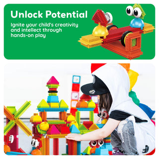 PicassoTiles 120pcs HedgehogTiles Building Block, Stacking Interlock Teeth Construction Sensory Gift STEM Toy for Kids Toddlers Age 3 + PTB120