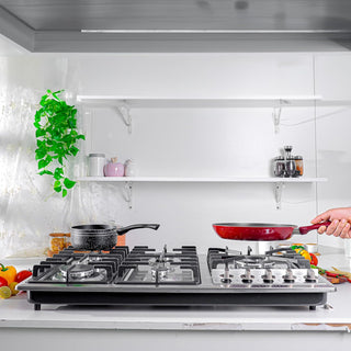 Olsenmark 5-in-1 Stainless Steel Gas Hob- OMK7034, 5 Burners, Stove with Auto Impulse Ignition, Triple Ring, Rapid, Semi-Rapid and Auxiliary Burners