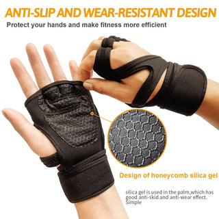 McMola Ventilated Gym Workout Gloves Cross Training Weight Lifting Gloves with Built-in Wrist Wrap Support for Men and Women, Non-Slip Silicone Padding, Palm Protection & Wrist Protection (XL)