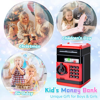 Refasy Piggy Bank for Girls 4-11 Years Old,Refasy Kids Safe Bank for Boys Christmas Birthday Gifts Toy for Kids Electronic ATM Money Bank for Adults Money Saving Box Safe Coin Bank Toy Kids Toys Pink