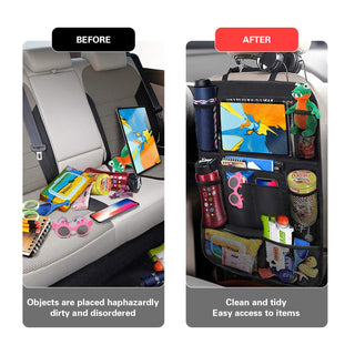 WeddLe Car Backseat Organizer,Kick Mats Back Seat Protector with Touch Screen Tablet Holder, Car Back Seat Organizer for Kids, Kick Mat with 9 Storage Pockets, Car Travel Accessories, 2 Pack