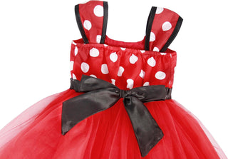 WonderBabe Girl Costume Polka Dots Tulle Tutu Dresses Princess Fancy Dress Up Halloween Birthday Party Dress with Ears Headband