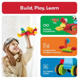 PicassoTiles 120pcs HedgehogTiles Building Block, Stacking Interlock Teeth Construction Sensory Gift STEM Toy for Kids Toddlers Age 3 + PTB120