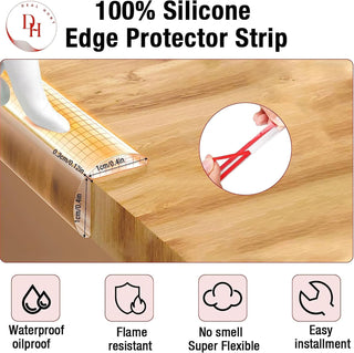 DEAL HUNT Child Proof Edge and Corner Protector Kit -Soft Silicone Bumper Strip with 4 Round & 4 L-Shaped Corner Guards - Baby Safety Corner Guards for Table Protection