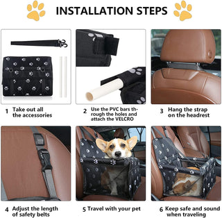 Nyganmelloz Pet Dog Car Booster Seat Travel Carrier Cage Portable Folding Carrier with Seat Belt Oxford Breathable Folding Soft Washable Travel Bags for Dog Cats or Other Small Pet