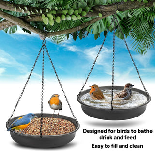 MAKINGTEC Bird Bath Hanging Bird Feeder - Garden Bird Bat Bird Feeder Plate Hanging Tray Bird Bath Tray Hanging Bird Water or Bird Seed Hanging Bird Baths for Outdoors (Beige)