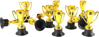 JIEJOYS 30 PCS Trophies And Medals Set,12Pcs Gold Plastic Trophy Cup And 18 PCS Winner Medals For Kids Sports Awards, Party Favors For Boys And Girls,Prizes, Events.