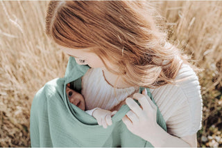 Konssy Muslin Nursing Cover for Baby Breastfeeding, Breathable 100% Cotton Breastfeeding Cover with Rigid Hoop for Mother Nursing Apron, Multi-use Carseat, Brown (BRJ05)