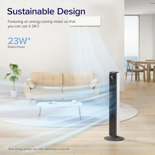 LEVOIT Tower Fan for Large Bedroom 42 Inch, 7.5m/s Powerful Electric Cooling Fan with Remote, 25 dB Quiet 90° Oscillating Bladeless Fan, 12 Speeds, 4 Modes, 12H Timer, Standing Fan for Home Office