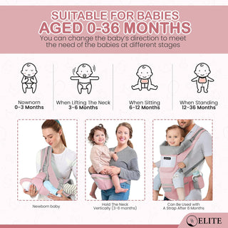 Deal Hunt 6 in 1 Baby Carrier Hip Seat, Multifunctional Baby Strap Waist Carrier for walking, Shopping, Trip, Hiking - Adjustable Size & Suitable for 0-36 Months Baby with Gift Box Packaging (Grey)