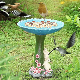 TOMVAES Bird Bath Bowl for Home Garden Wild Bird Food Storage Multi-Purpose Bird Tray Outdoors Standing Handmade Resin Wild Bird Feeders Tree-shaped Butterfly Feeder Fountain with Pedestal