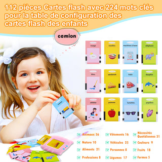 Talking Flash Cards Learning Toys for Toddlers 1-6 Year Old,British English, 224 Words, Audible Educational Toys, Preschool Learning Resource Electronic Interactive Toy Birthday Gifts for Kids-Pink