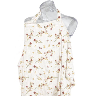 Konssy Muslin Nursing Cover for Baby Breastfeeding, Breathable 100% Cotton Breastfeeding Cover with Rigid Hoop for Mother Nursing Apron, Multi-use Carseat, Brown (BRJ05)