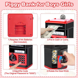 Refasy Piggy Bank for Girls 4-11 Years Old,Refasy Kids Safe Bank for Boys Christmas Birthday Gifts Toy for Kids Electronic ATM Money Bank for Adults Money Saving Box Safe Coin Bank Toy Kids Toys Pink