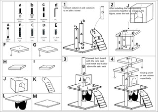 SKY-TOUCH Cat Tree Tower｜Durable Cat Condo with Sisal Scratching Posts｜Cozy Cat House,｜Ladder & Resting Platforms for Indoor Use | Assembly accessories｜120×49×39cm,Gray