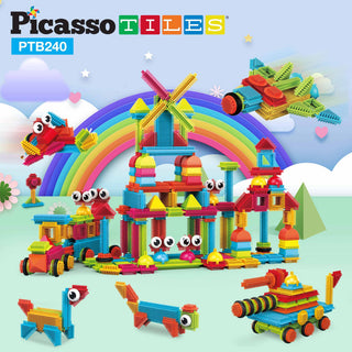 PicassoTiles 120pcs HedgehogTiles Building Block, Stacking Interlock Teeth Construction Sensory Gift STEM Toy for Kids Toddlers Age 3 + PTB120