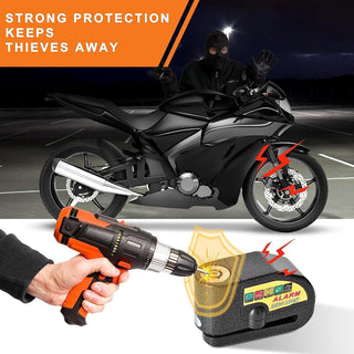 Starthi Disc Brake Lock Alarm Motorcycle Lock, Anti-theft Motorbike Alarm Disc Lock, Waterproof 110DB Alarm Sound Bicycles Scooters Brake Disc Wheel Lock with Reminder Cable
